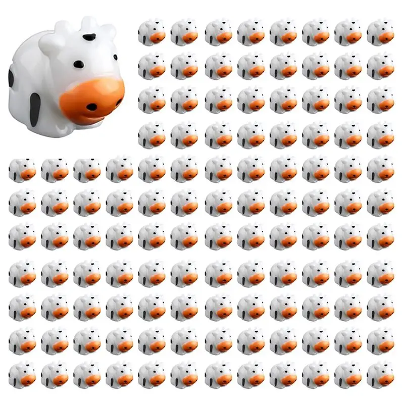 AFOURT-120Pcs Cute Mini Cows Figurines, Tiny Miniature Resin Cow Mini Cow Ornaments Resin Animals For Landscape House DIY Craft