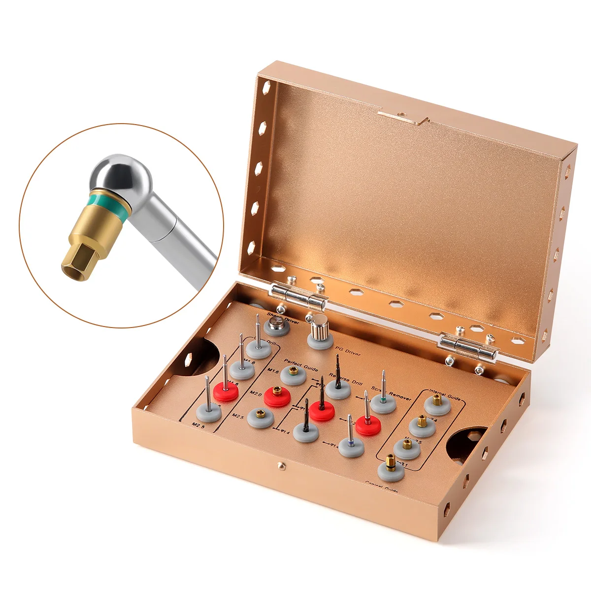 AZDENT Dental Implant Screw removal kit Golden Box Universal Screw Extractor Set Dentistry Restoration Instruments