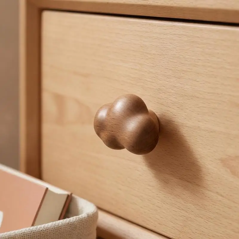 Cloud Shape Solid Wood Cabinet Handle Minimalist Style Single Hole Drawer Pull Walnut Beech for Modern Home Cabinet Furniture D
