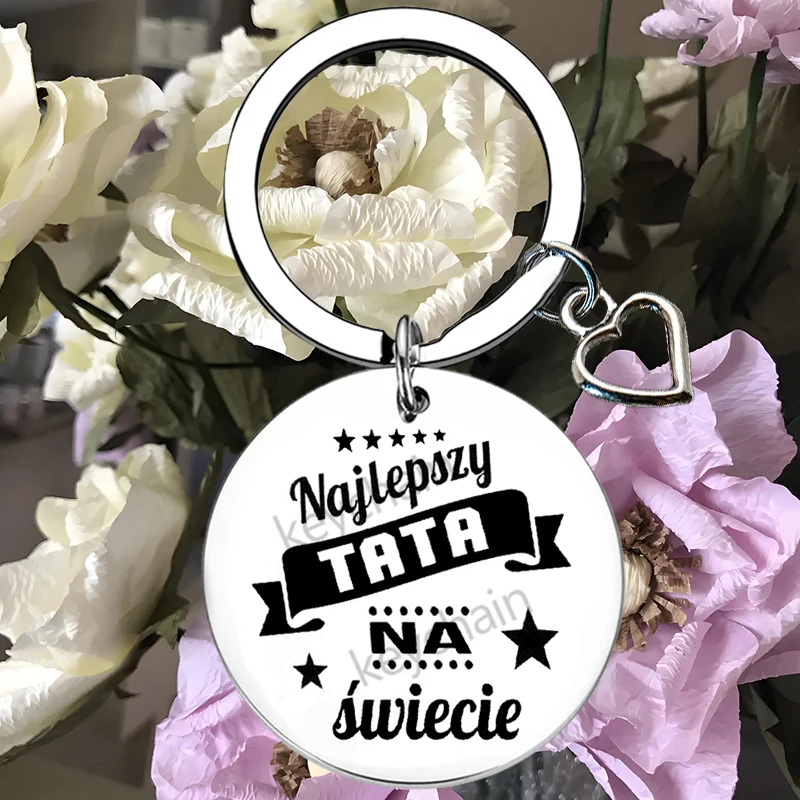 Polish Dad Keychain best dad ever Key Rings Daddy Birthday Christmas Gifts