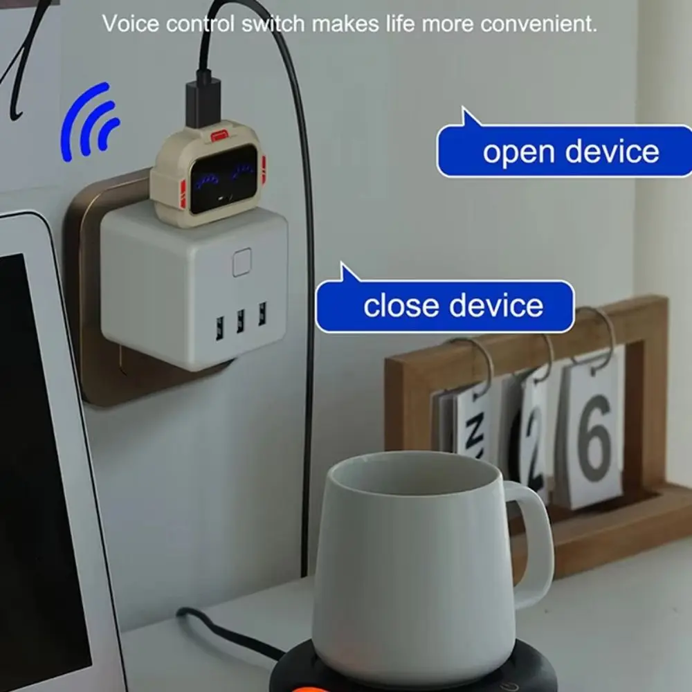 Converter Lamp Smart USB Socket Protection Lights Switch Voice Extender Voice Control Socket Intelligent Voice English Voice