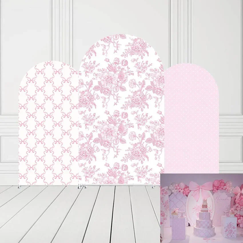 

Фон для фотосессии Mehofond: Двусторонний розовый фон с бантиками и цветами для девочек, для детского праздника, дня рождения, декора арки Кьяра