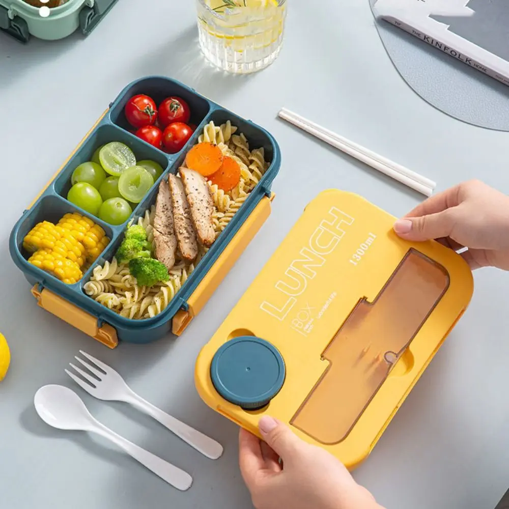 Microwaveable Sealed Lunch Box Four Grids PP Portable Lunch Containers Compartment Sealing Silicone Lunch Bowl Birthday Gift