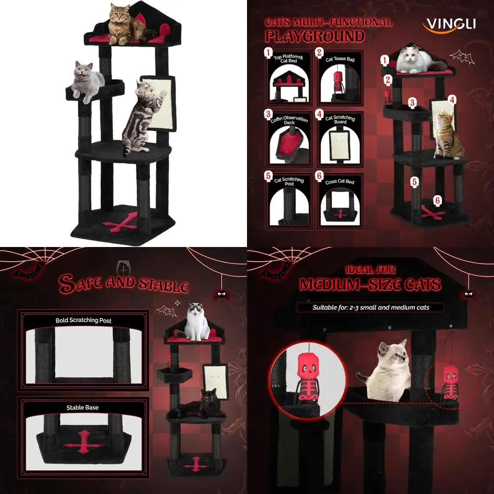 

Дерево лазания для кошек Spooky Season: Роскошный королевский гробный окунь