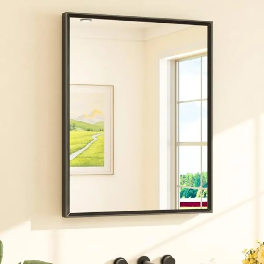 

Зеркало для ванной над раковиной, 24x30 дюймов, прямоугольное, с фаской, в раме, из закаленного стекла, ударопрочное, усиленное