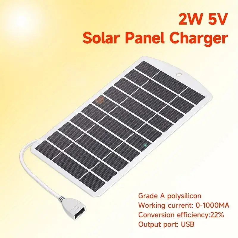 2W Multiple Styles Solar Panel Portable For Fast Phone Charging, Outdoor Mini Solar Charger Outdoor Portable Solar Cell Plate