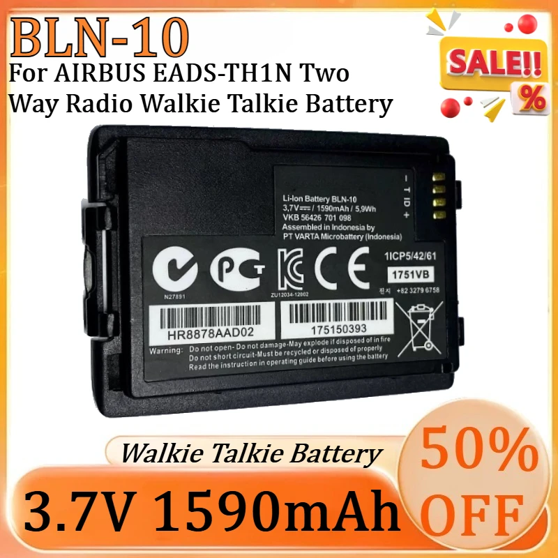 

New BLN-10 3.7V 1590mAh 5.9Wh Li-ion Battery Pack for AIRBUS EADS-TH1N Two Way Radio Walkie Talkie Battery