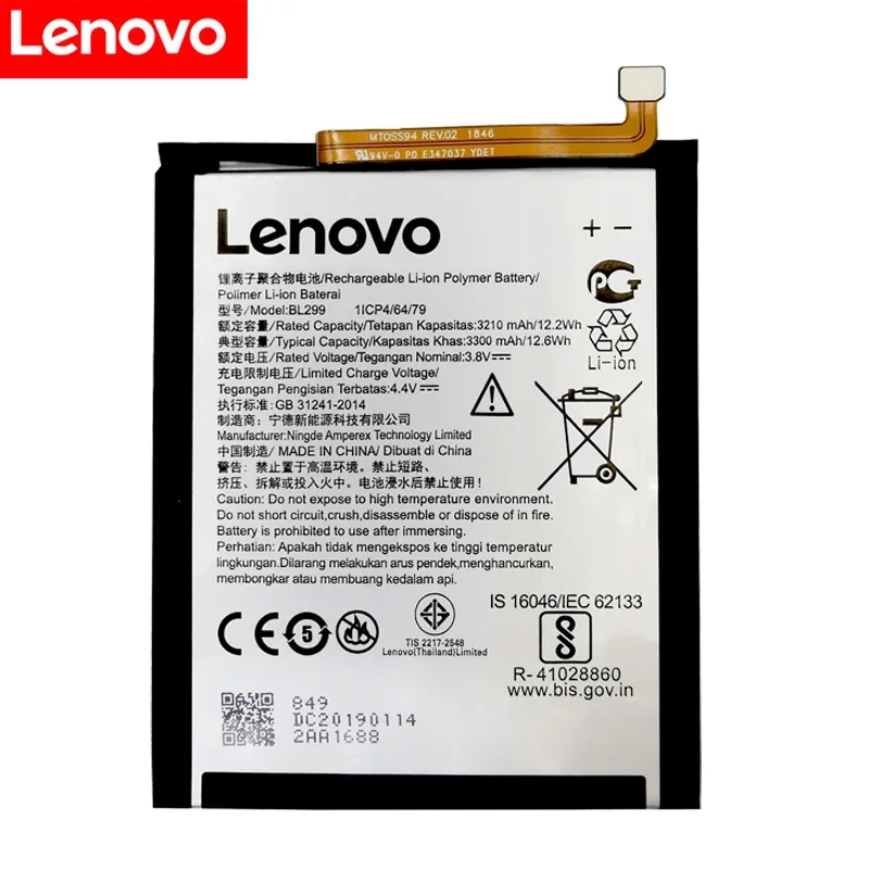 100% Original New High Quality 3300mAh BL299 Phone Replacement Battery For Lenovo Z5s L78071 6.3 inch Batteries Bateria+Tools