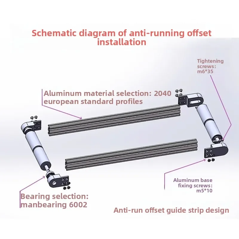 2040 Processing Aluminum Seat Conveyor Accessories Full Set Of Anti-Deviation Main Driven Roller Tensioner Assembly Line