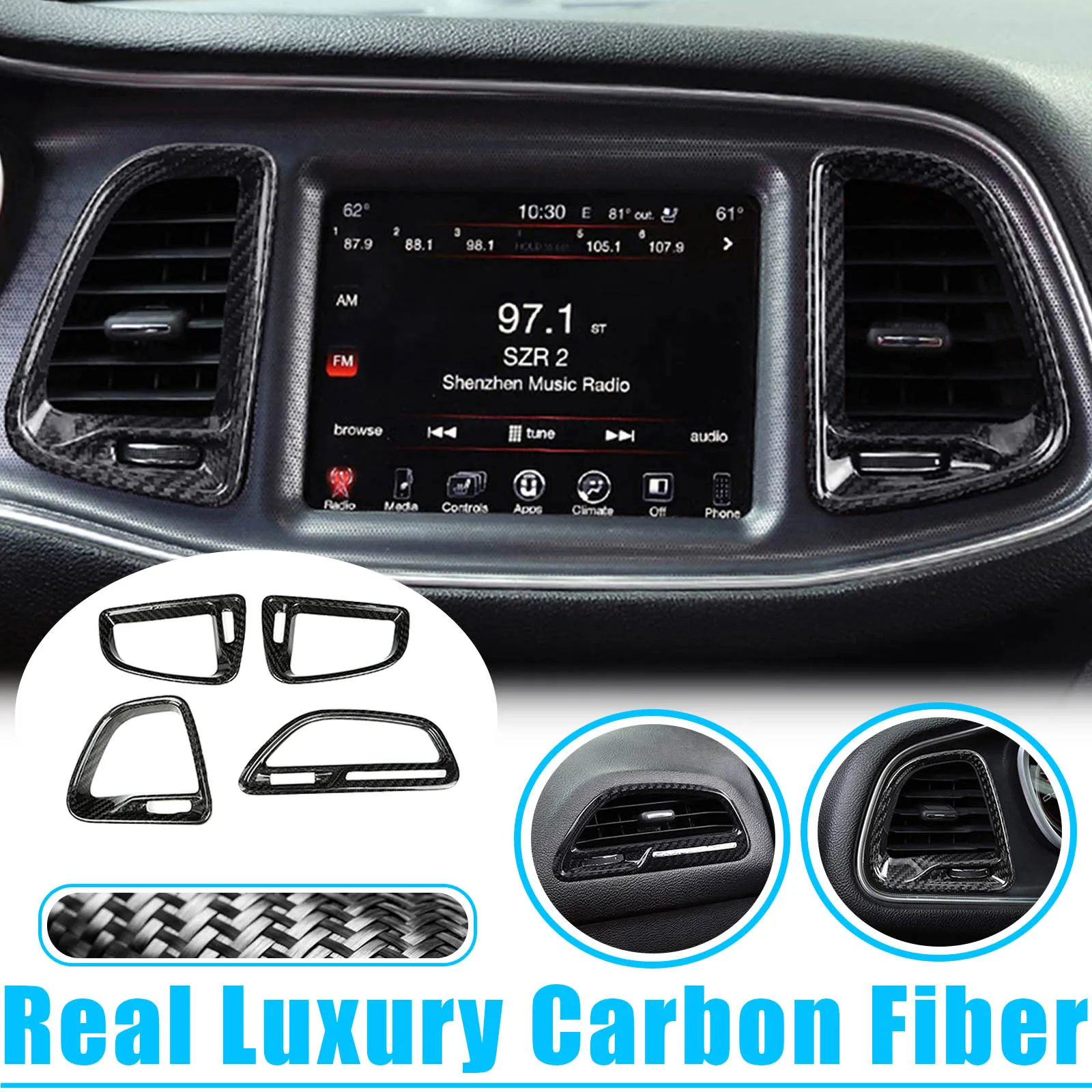 4 Pcs/Set Car Air Vent Cover AC Outlet Trim For Dodge Challenger SRT 2015-2023