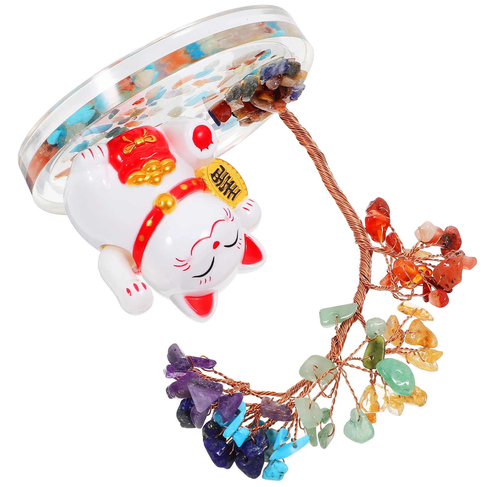 

Lucky Fortune Cat Crystal Sculpture Home Office Desk Decor Living Room Statue Desktop Ornament Indoor Entrance Decoration