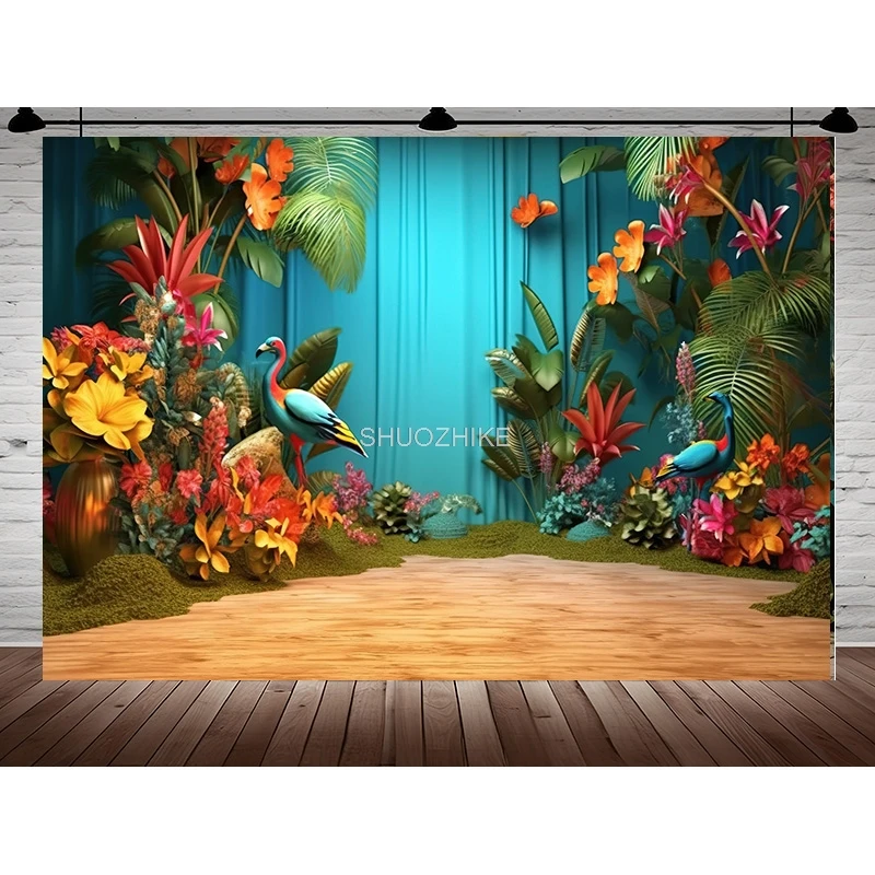 الصيف الشاطئ الرقمية المطبوعة خلفيات للتصوير الفوتوغرافي عطلة الاستوائية الأطفال طفل حفلة عيد ميلاد استوديو الصور خلفية RD-02