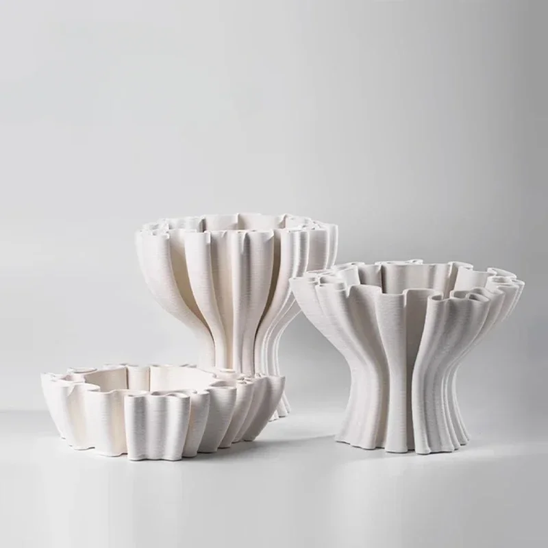 

3D Printed Shaped Vase Modern Scandinavian Home Decoration Fruit Plate Bouquet Wedding Showroom Ceramic Vase