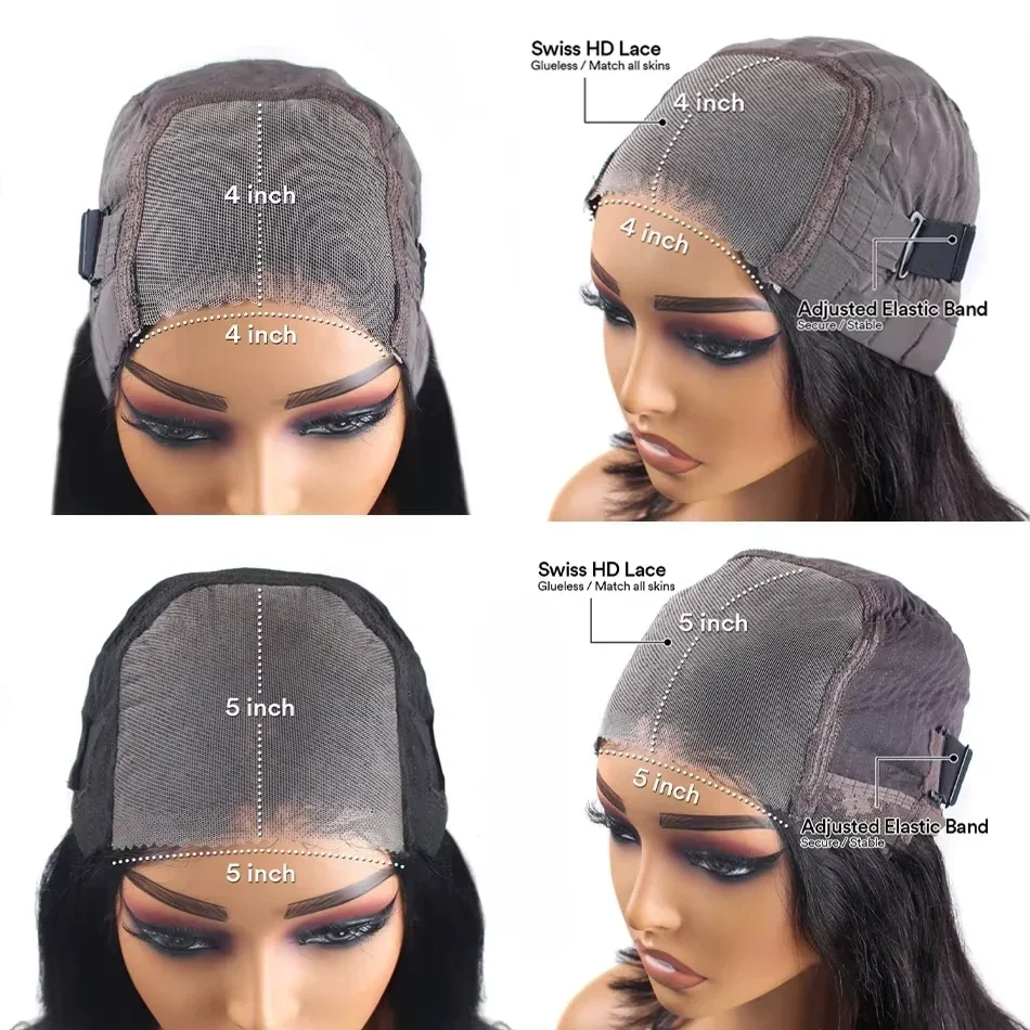 30 36 40 بوصة شعر مستعار مستقيم 5x5 غلويليس ارتداء والذهاب باروكة من شعر طبيعي 4x4 خصلات الشعر المستعار الإنسان قبل قطع شعر مستعار 220 الكثافة للنساء #6