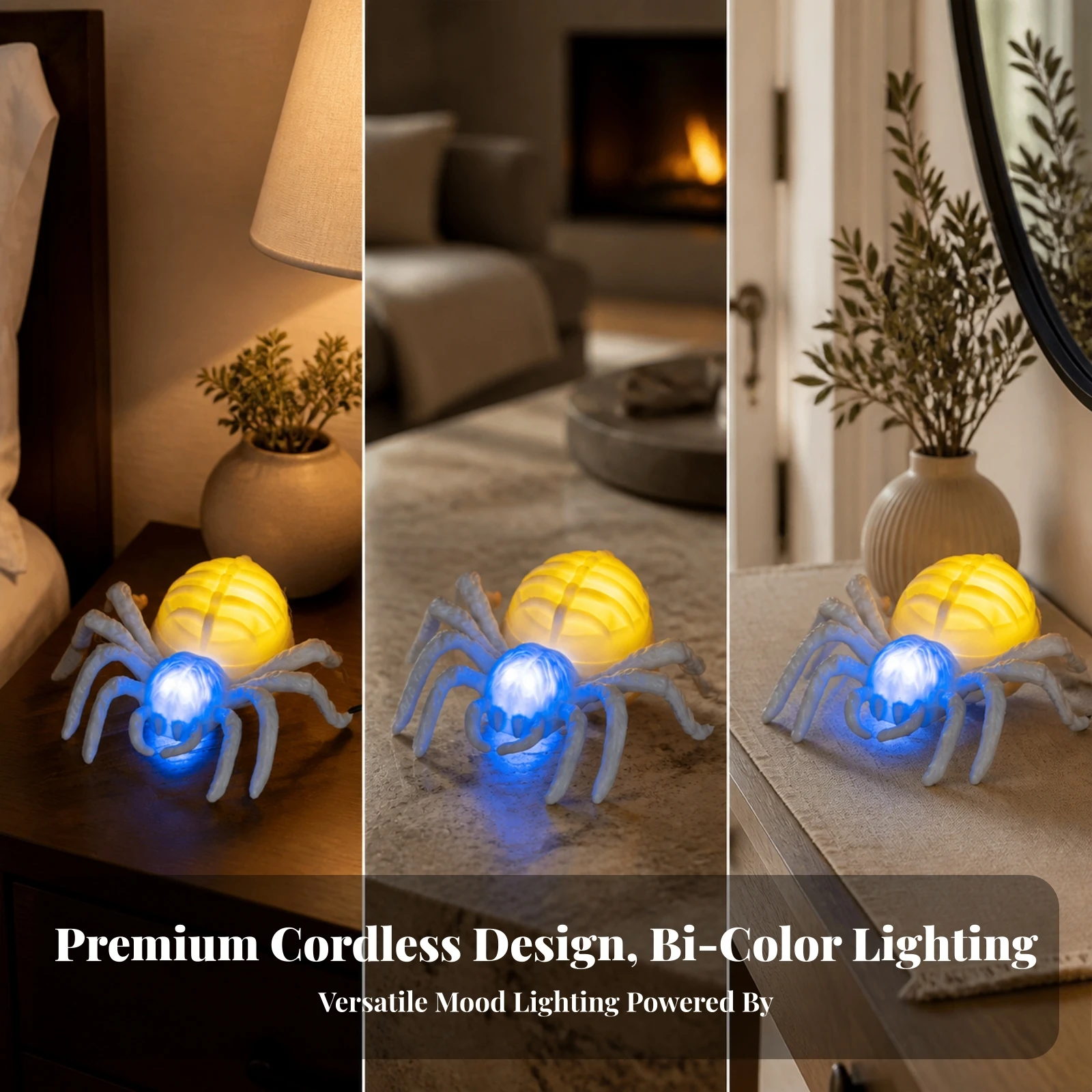 Spider Night Light Compact Spider Light with LED Nightlight Energy Efficient Soft Warm for Halloween, Party
