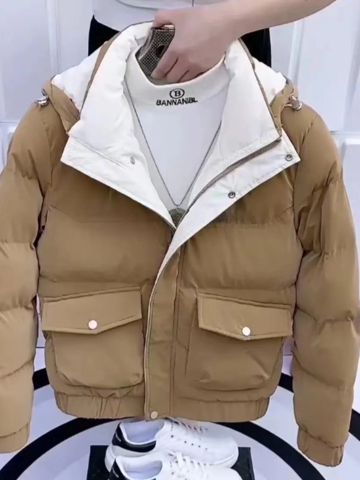 

Модная утепленная мужская хлопковая куртка на осень-зиму, новый стиль, с пуховым наполнителем, молодежный городской стиль, на молнии