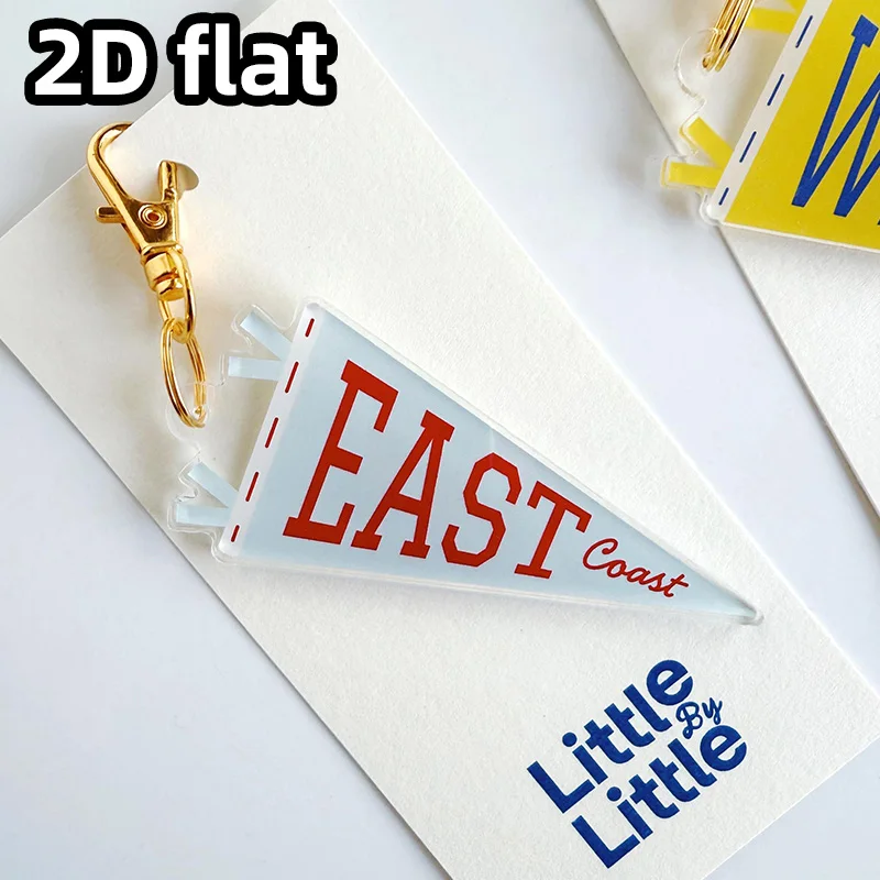 Personalized Custom Text Mini Pennant Flag Keychain
