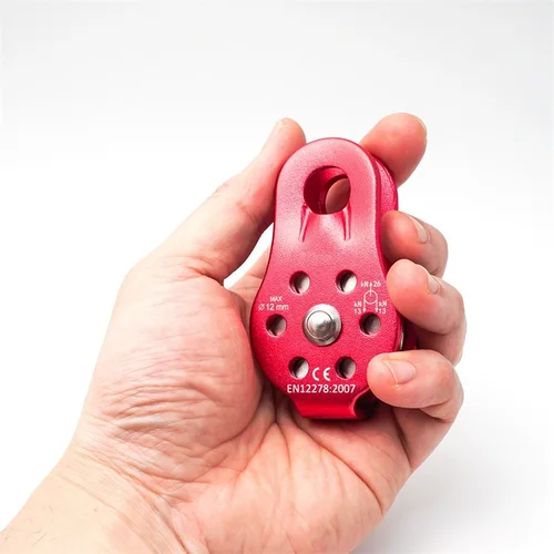 Imagen 2 del producto Polea de escalada en roca para exteriores, placa lateral fija, polea de una sola polea con rodamiento de bolas, equipo de transporte transversal de alta altitud