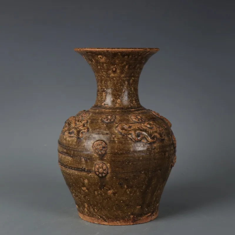 Han-Dynastie, braune Keramikgläser, Blumenstrauß, Vase, antike Yue-Ofenflaschen, Volksdekorationen, Antiquitäten, antikes Porzellan, japanisch