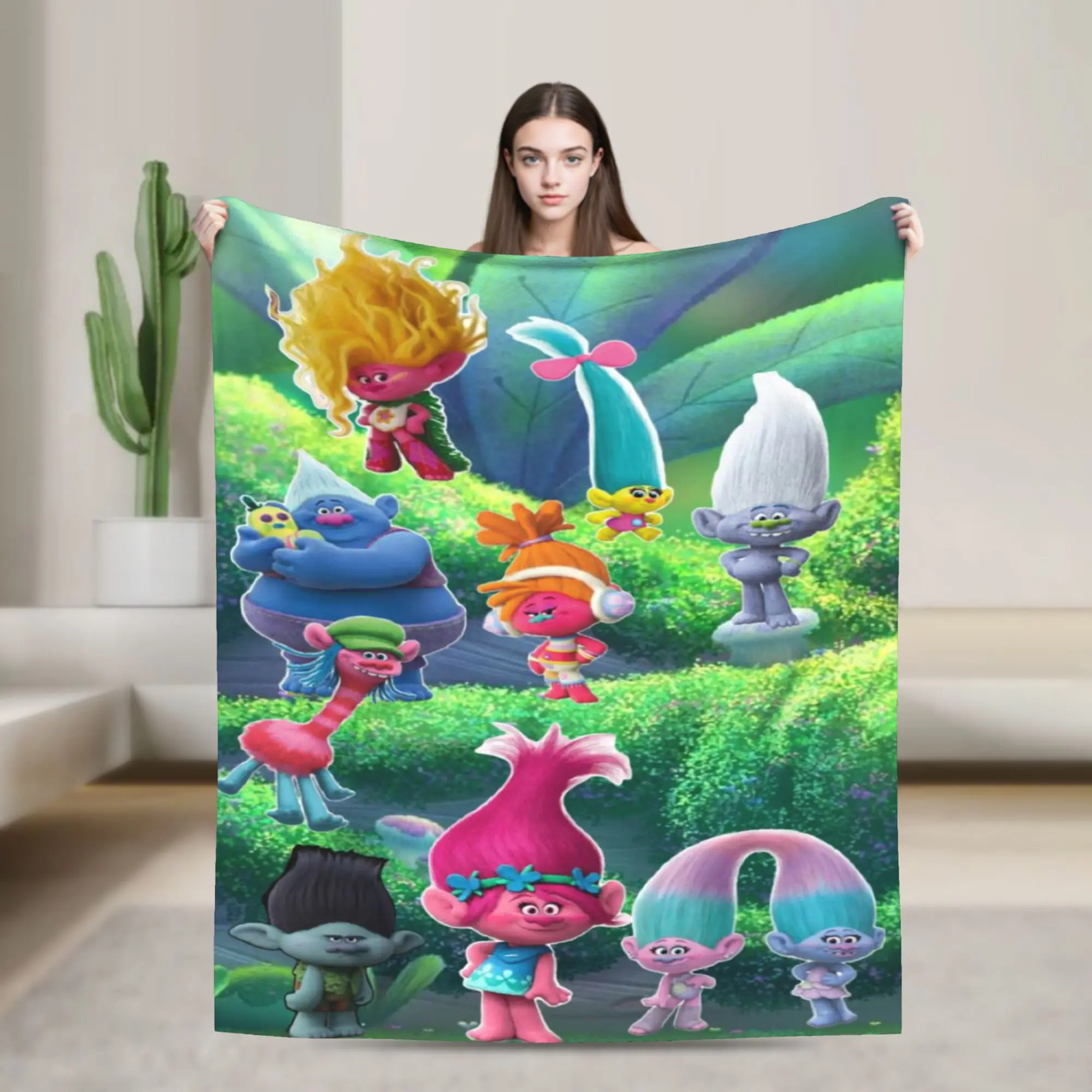 Troll Doll Blanket Cartoon Flannel Vintage Warm Throw Blanket for Bedding Lounge All Season