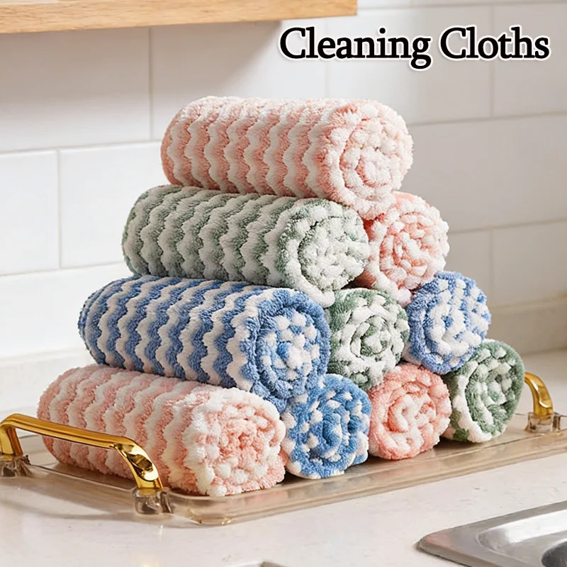 Coral Fleece Microfiber Dish Towels, Soft Absorbent Dish Cloths, Machine Washable Reusable For Kitchen, Bathroom