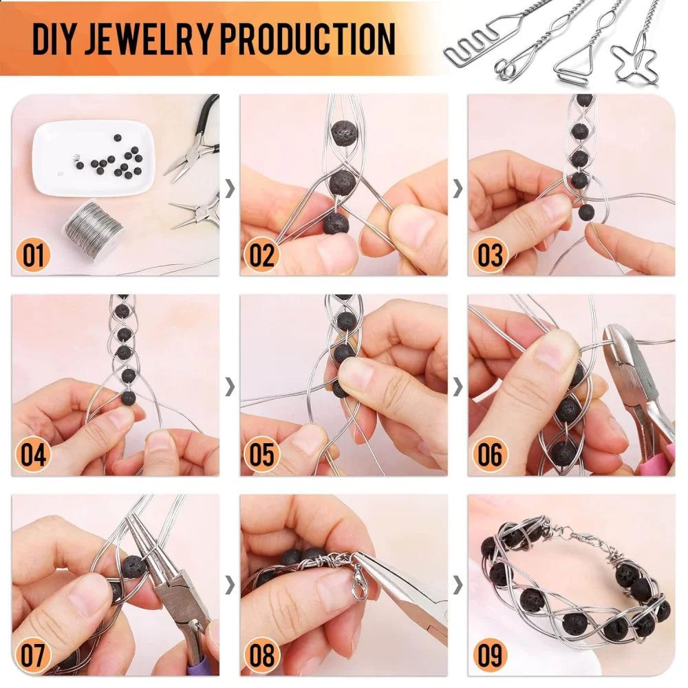 1 Rolle Edelstahl-Perlendraht, 0,1–1 mm langlebiger, nicht elastischer Basteldraht – für DIY-Schmuck, Verwendung mit ergonomischem Griff – Detail 10