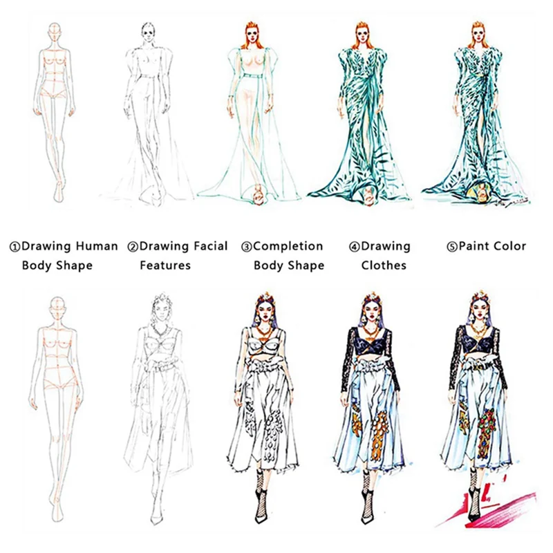 【Best Selling】Fashion Illustration Ruler Sketch Template Sewing Ruler Humanoid Pattern Measuring Clothes