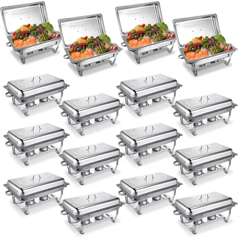 

Chafing Dish Buffet Set 9 Qt Stainless Steel Chafer Set Catering Buffet Servers and Warmers with Foldable Frame