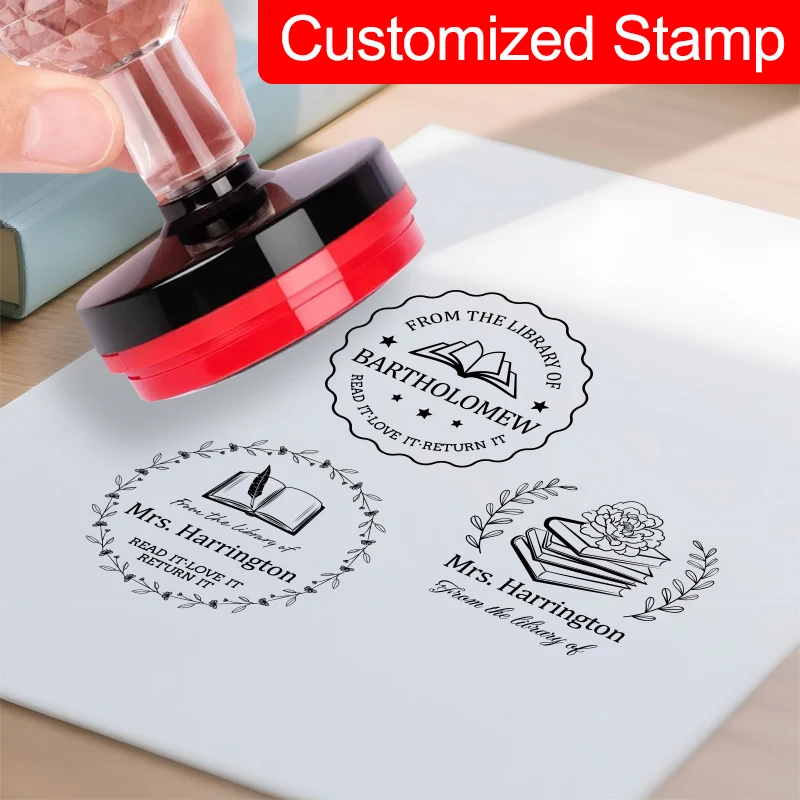 

Customizable Ex Libris Stamp Self-Inking - Portable Book Seal for Librarians, Book Collectors & Educators (Personalized Design)
