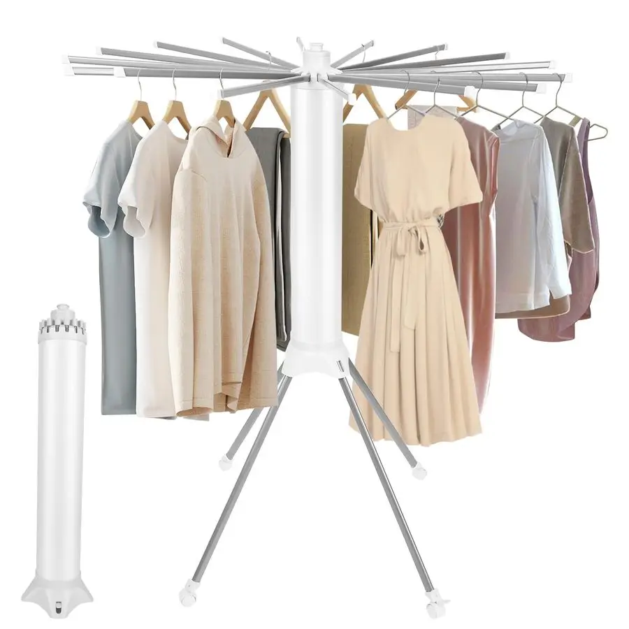 Clothes Drying Rack Foldable Drying Rack Clothing,Portable Laundry Drying Racks with 4 Pulleys amp 16 Rack for Drying Clothes, I
