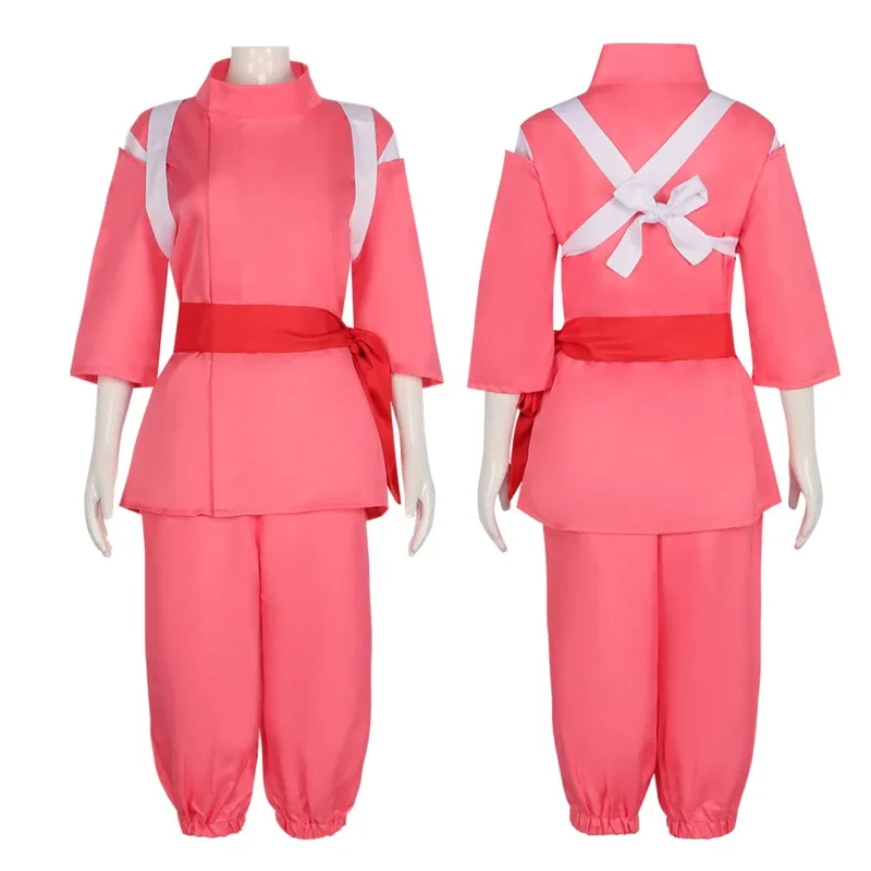 Trajes de Cosplay de Anime Spirited, Kimono rosa, Takino Chihiro Show Kamikakushi, disfraces de fiesta de Halloween