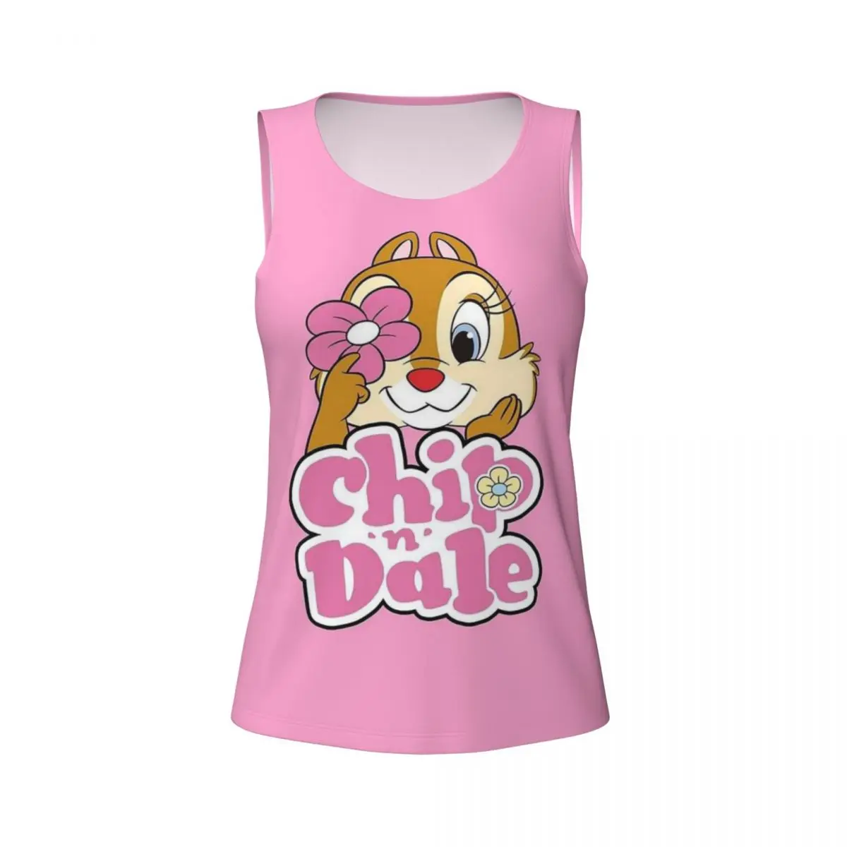 Custom Cute Cartoon Chip 'n' Dale Yoga Tank Tops Women Gym Workout Sports Shirt