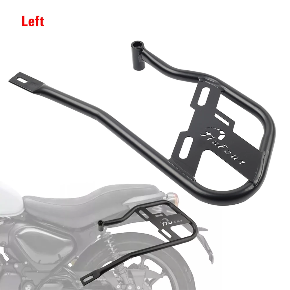 1Pc Black Motorbike Left Side Saddle Bag Support Bracket Holder Iron For Hunter 350 2022 2023 2024