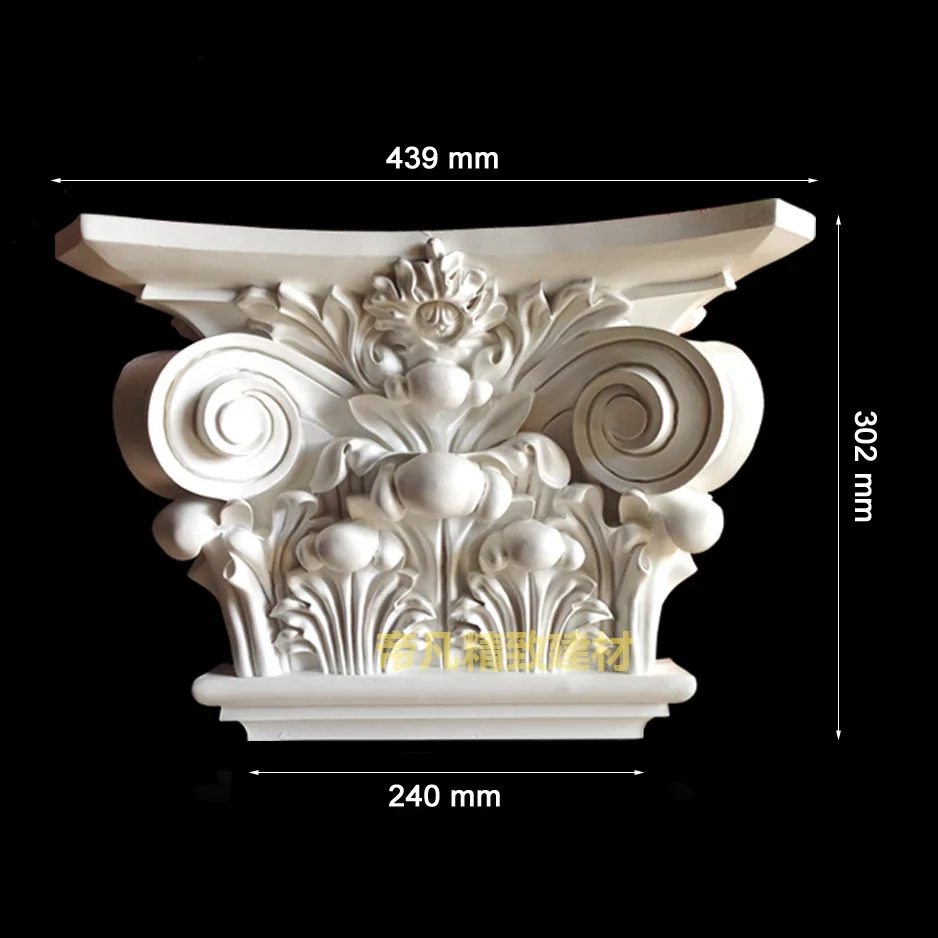 Polyurethane Flat Roman Columns Caps Pillars Capitals Wall Cornice Moulding European Style Decoration Components Elements