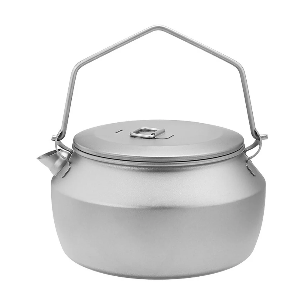 Portable 1100ml Titanium For Kettle for Outdoor Use Foldable Handle Pure Ti Camping Pot Compatible with Open Fire and Stove