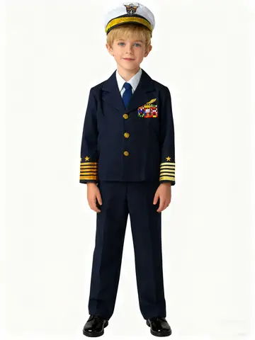 Carnival Kids Boys Brave Captain Costume Cosplay Handsome Pilot Dress Up School Party Stage Performance Clothing