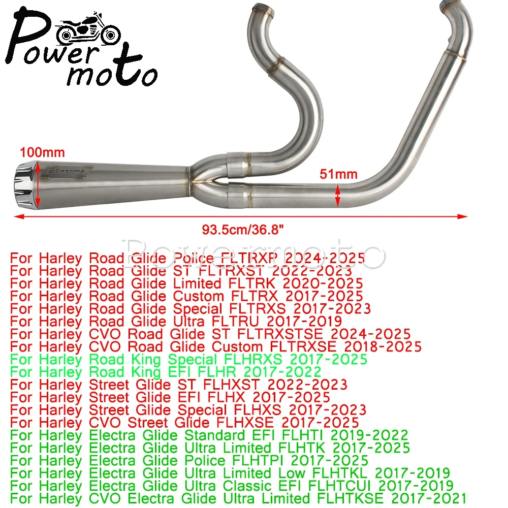 Motorcycle Exhaust Pipes Big Bore Stepped Exhaust Mufflers For Harley M8 Touring FLTRXP FLTRXST FLTRK FLTRX FLTRU FLHR FLHX 17+