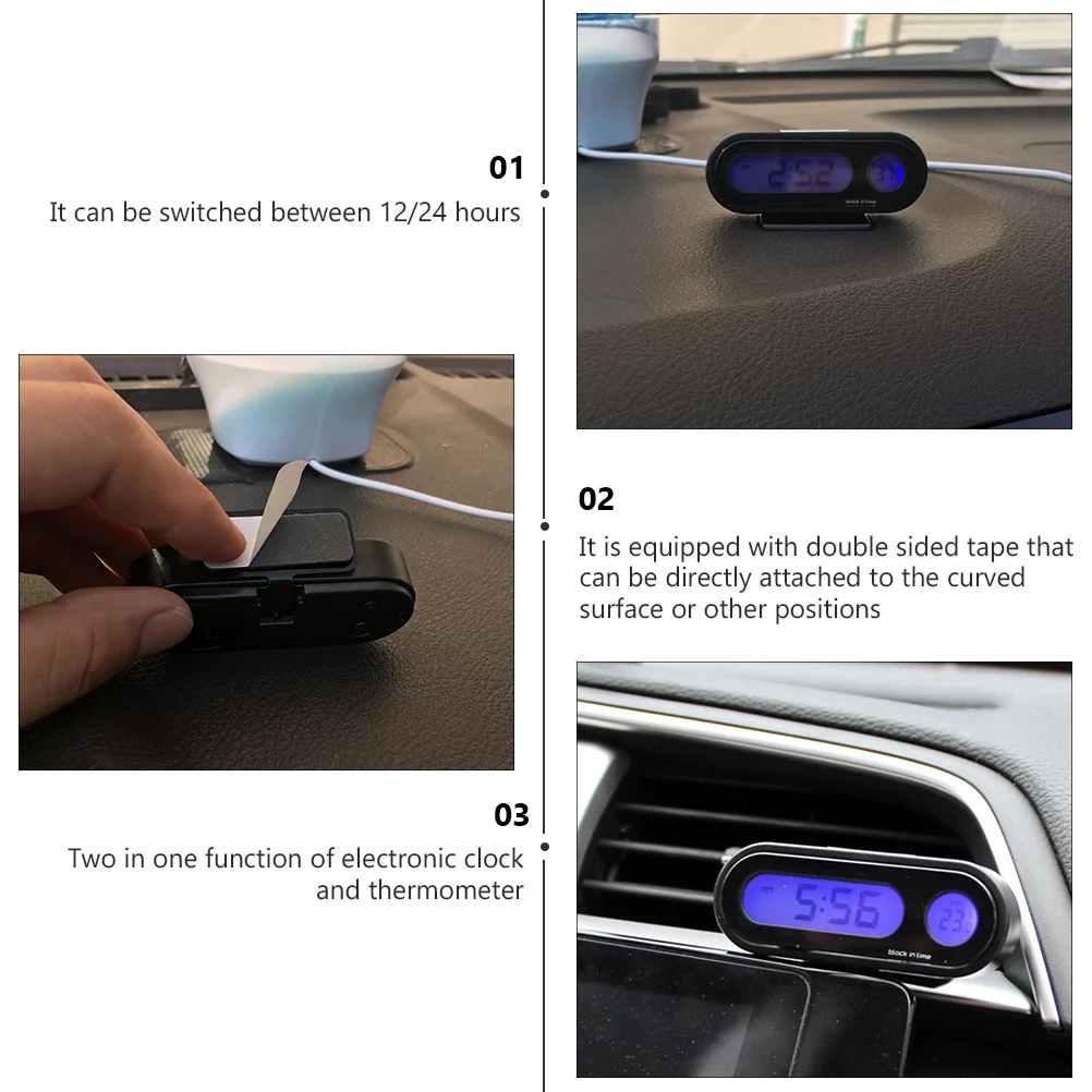 Termometro per auto multifunzione Monitor digitale della temperatura del sedile Mini orologio in ABS luminoso