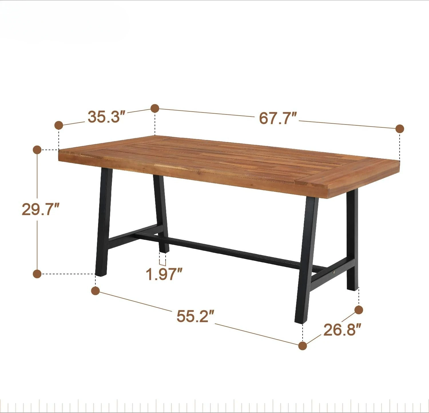 Mesa de madera de Acacia para exteriores, mesa de Picnic para Patio, mesa de comedor de granja para 6 personas, 68"