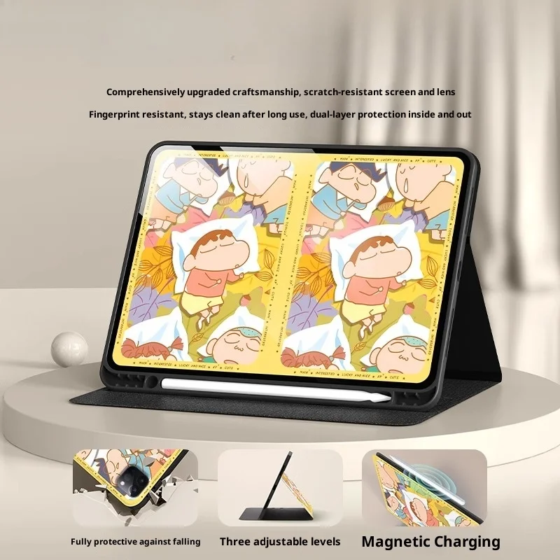 MINISO Crayon Shin-chan Untuk Casing iPad 2025 iPad A16 Generasi ke-10 11 Tablet Cover Funda iPad Air3 4 5 Pro 4 5 6 M4 Pelindung