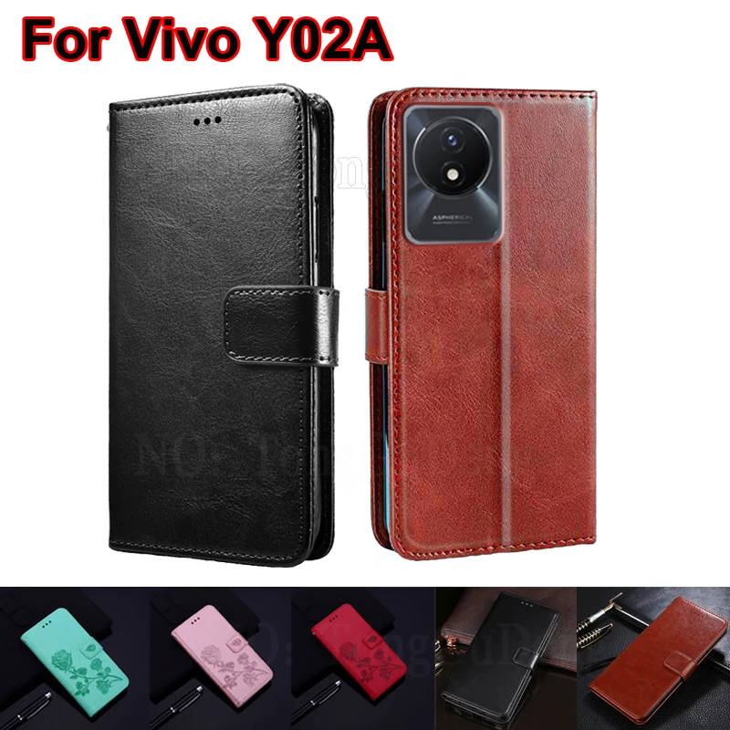 

Phone Cases For Vivo Y02A Case Leather Capa Flip Cover For Vivo Y02 V2213 Y02T Y11 V2236A Fundas Para Vivo Y 02 02t 02a 11 Coque