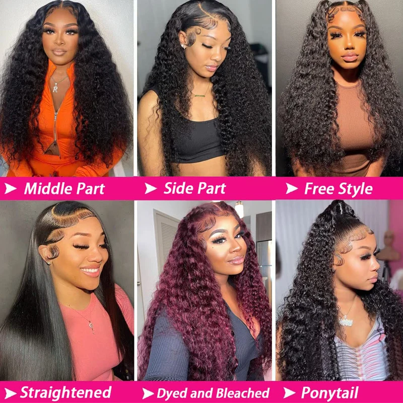 Deep Wave 13x6 Trasparent Lace Front Wigs Human Hair for Women Water Curly Wigs Pre Plucked with Baby Hair Wet and Wavy Wigs