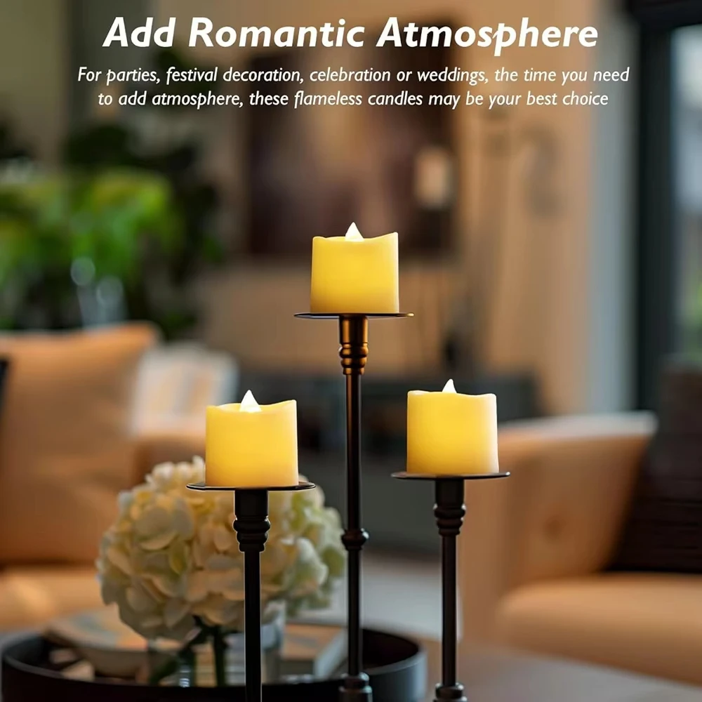 Flickering LED Ivory Electronic Candle, Flameless Tealight Candle,Battery Operated LED Tealight Candle, Ideal for Weddings, Ta