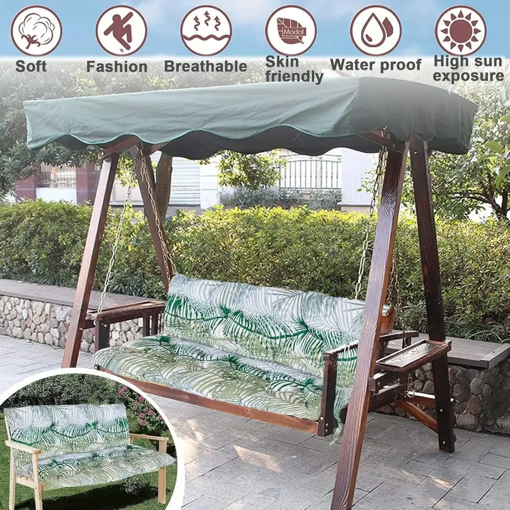 60 Inch Waterproof Outdoor Swing Bench Cushion with Backrest, Thickened 3-Seater Patio Furniture Cushion (40x60 inches)