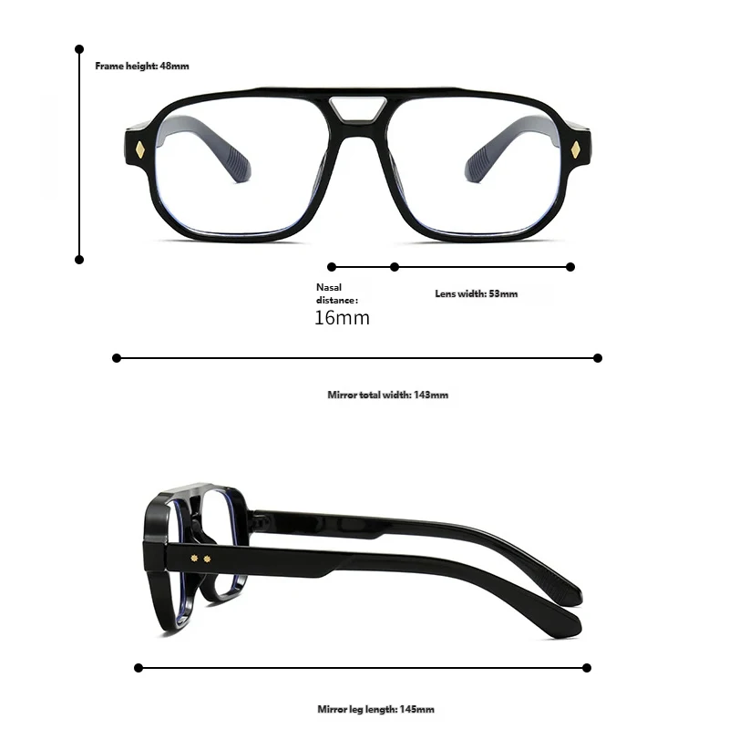 Square Frame Eyeglasses, Trendy Vision Glasses