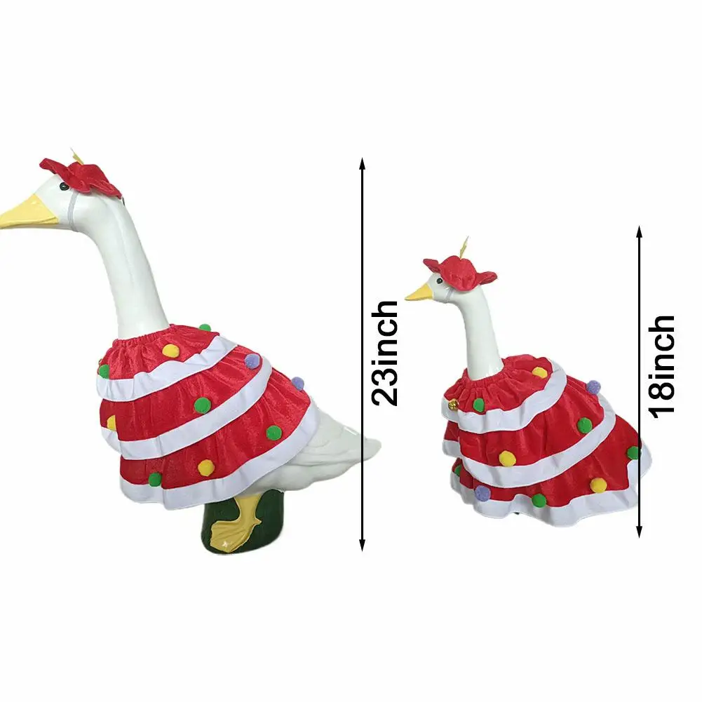 Christmas Goose Outfit Festive Christmas Porch Goose Clothes with Hat Cloak Design Seasonal Goose Outfit for Decor Elastic