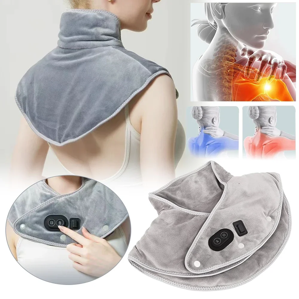 Electric Heating Shoulder Neck Pad Cervical Wrap Three Gear Thermal Compress Massager Vibration Shawl Warm Back Tool Relax Brace