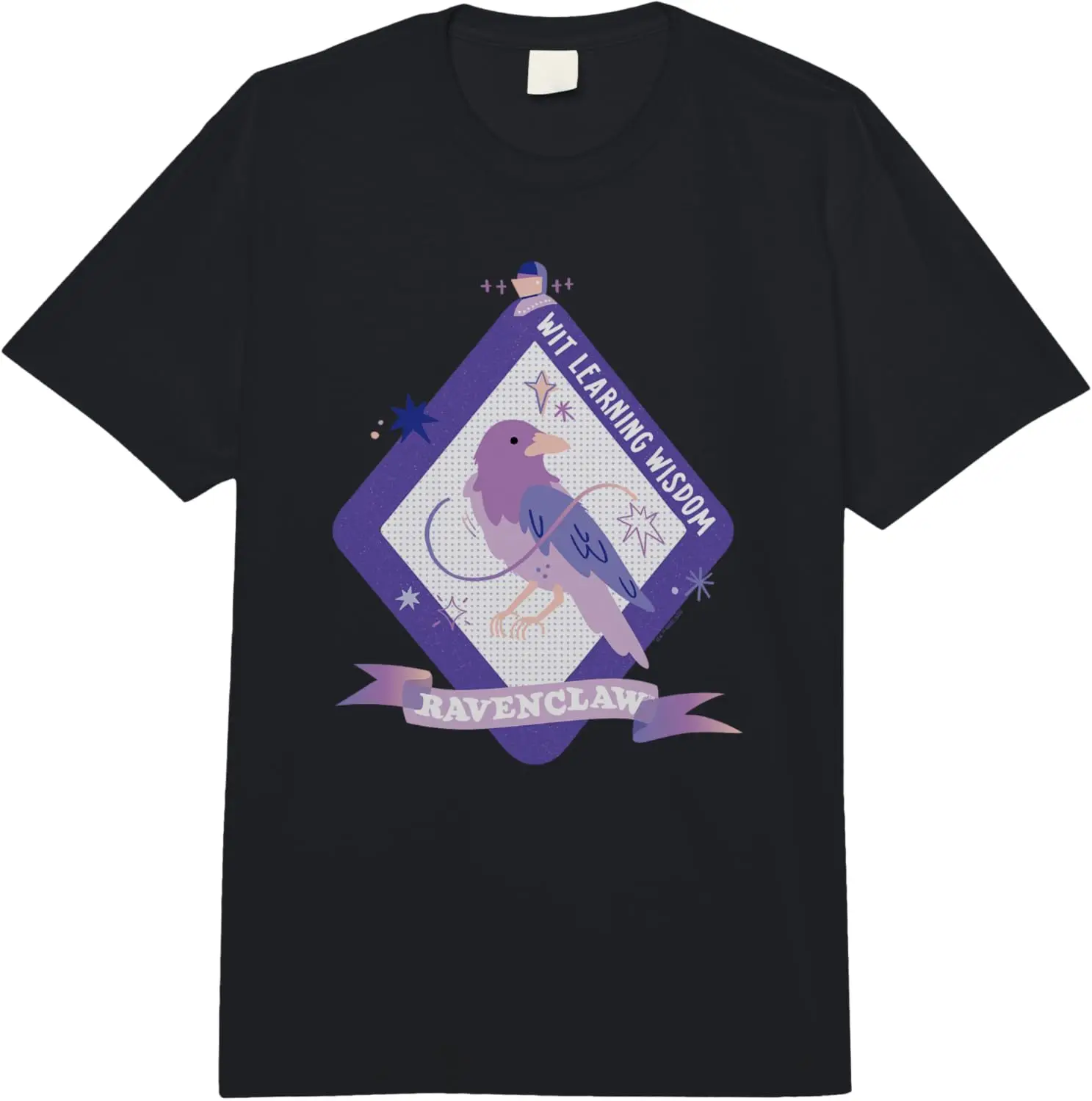 MINISO X Harry Potter Reliquias de la Muerte 2 Ravenclaw Grid Logo Colores cómodos Camiseta pesada para adultos de Unicorn