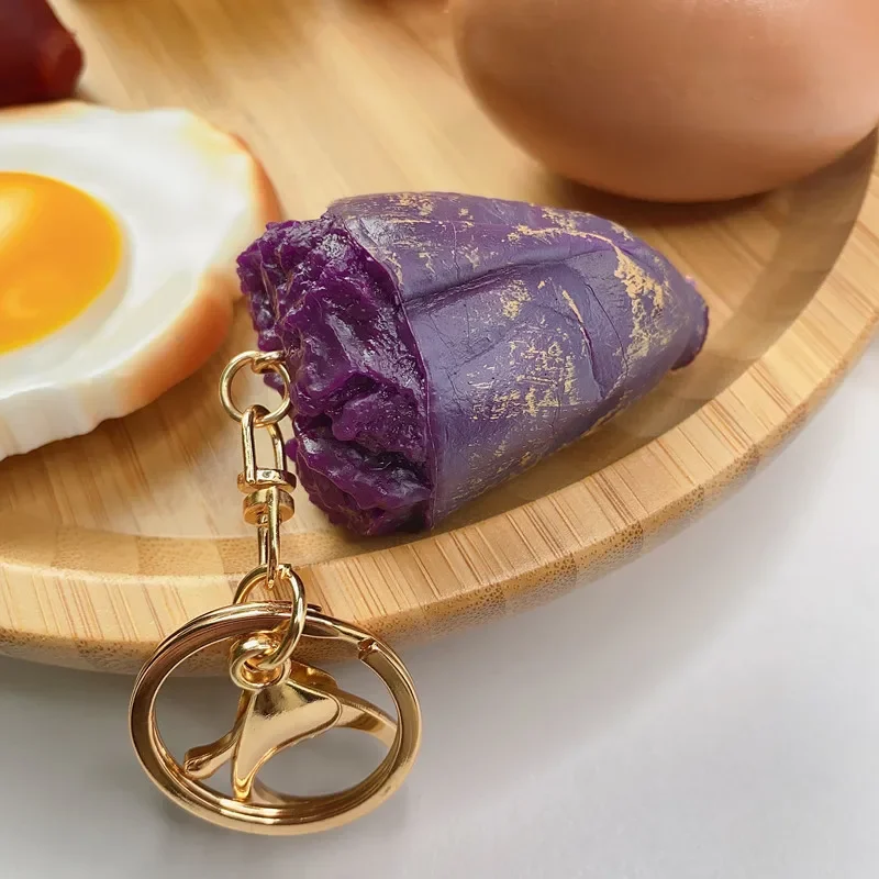 New Simulation Egg Keychain Fun Creative Food Corn Sweet Potato Model Mobile Phone Bag Car Pendant Ornaments Gift Trinkets Women