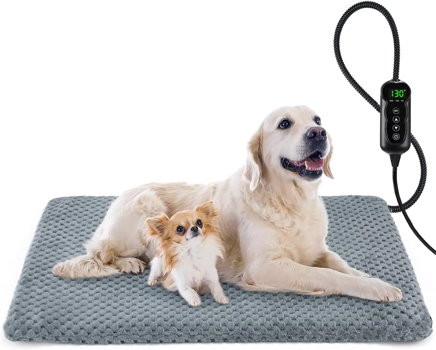 

Waterproof Adjustable Temperature Pet Heating Pad with Timer, Indoor Electric Heated Mat for Dogs Cats (35" x 24")